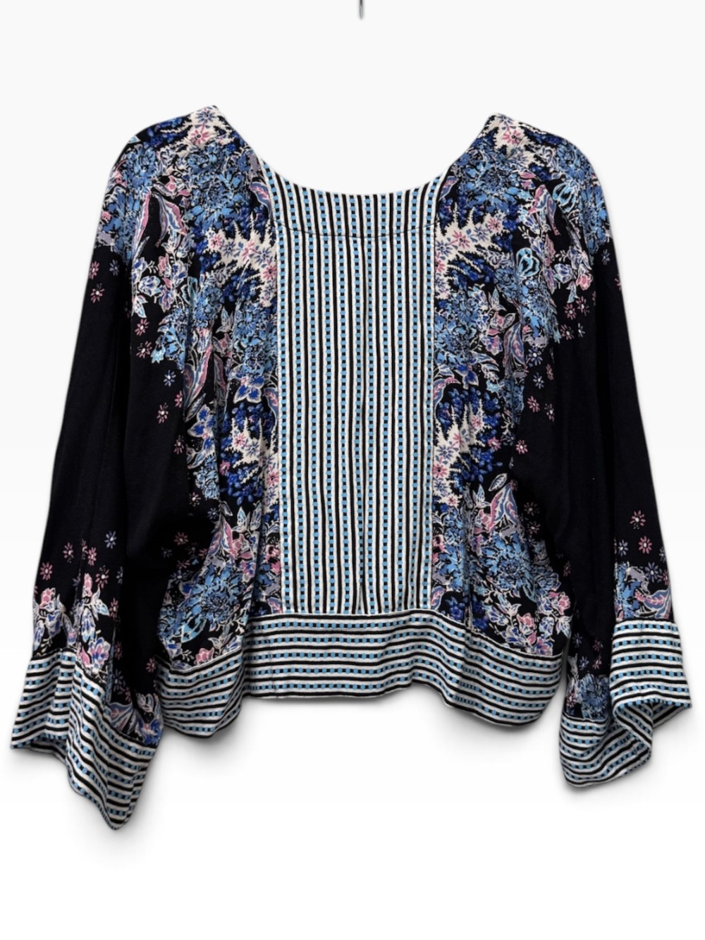 Free People Mixed Print Boho Blouse Bell Sleeve Top Size S - Picture 4 of 12